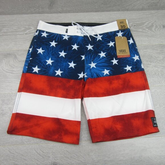 Vans Era USA American Flag Boardshort Swim Trunks Men's Size 30 NEW - Picture 2 of 15